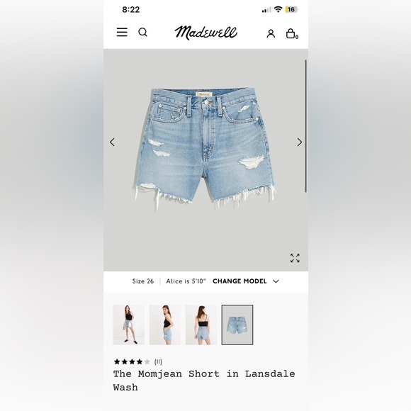 Madewell Sz 25 Momjean Denim Shorts - Picture 1 of 8